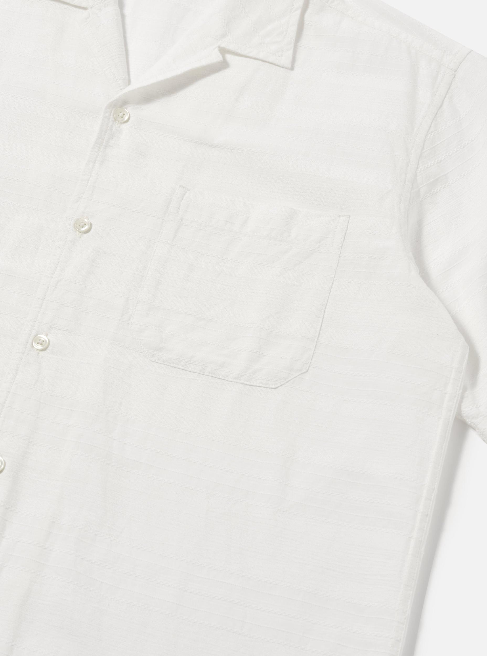 Universal Works Minari Shirt in Ecru Deffe Self Stripe Product Image