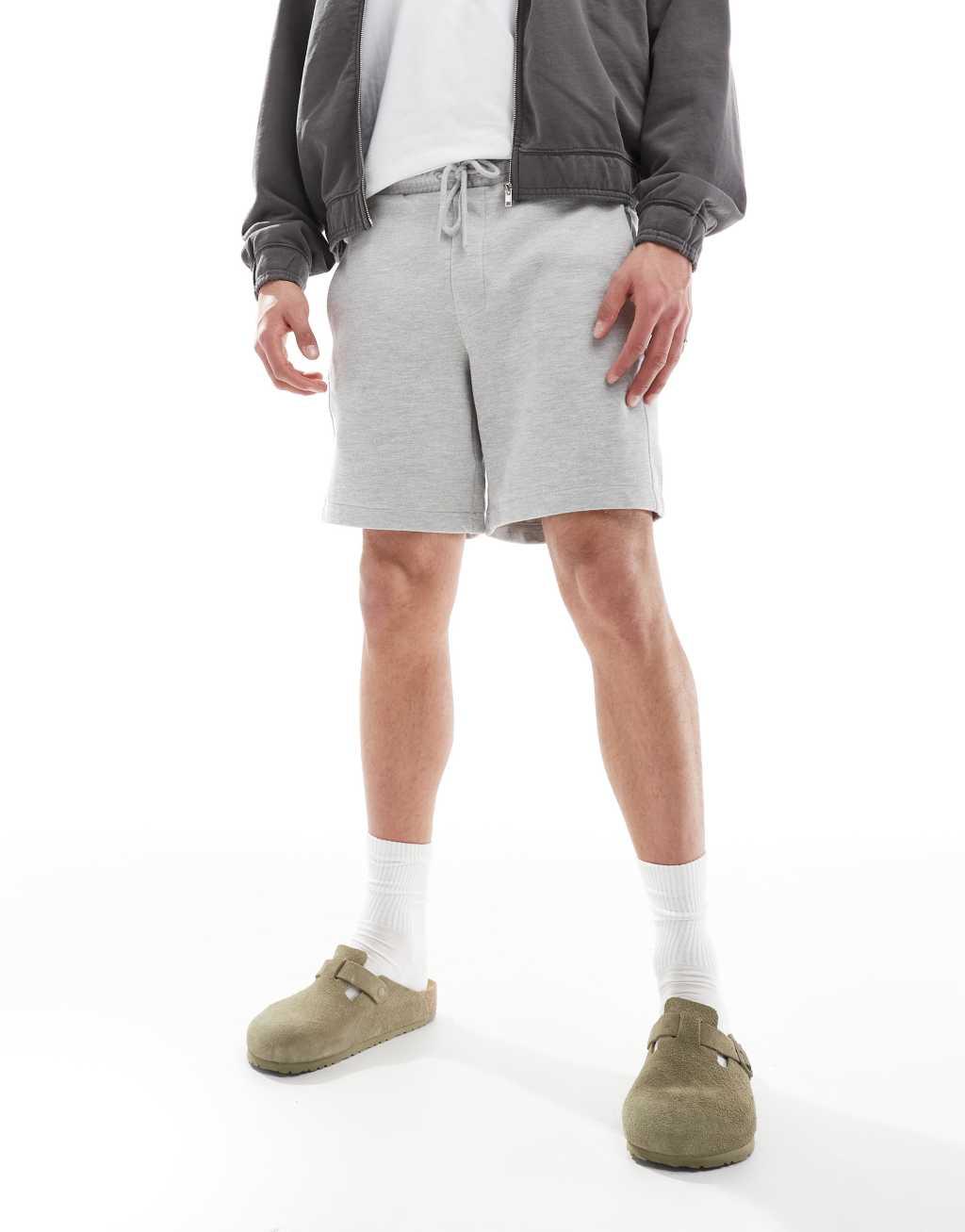 Pull&Bear pique jersey shorts in dark gray Product Image