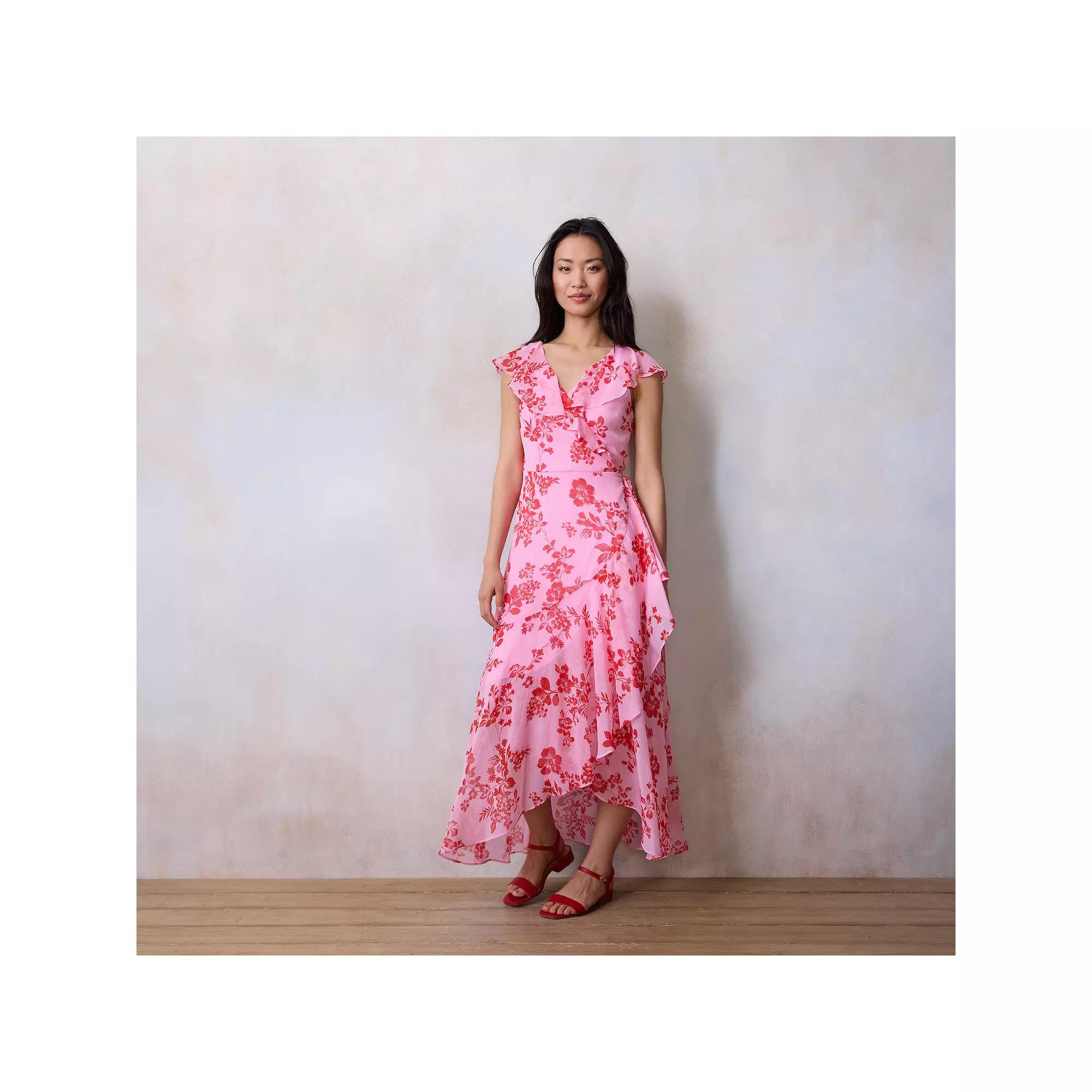 Petite LC Lauren Conrad Flutter Ruffle Wrap Maxi Dress, Women's,  Product Image