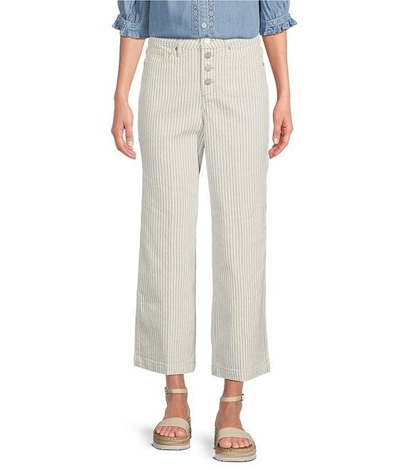 NYDJ Teresa High-Rise Wide-Leg Stripe Ankle Jeans Product Image