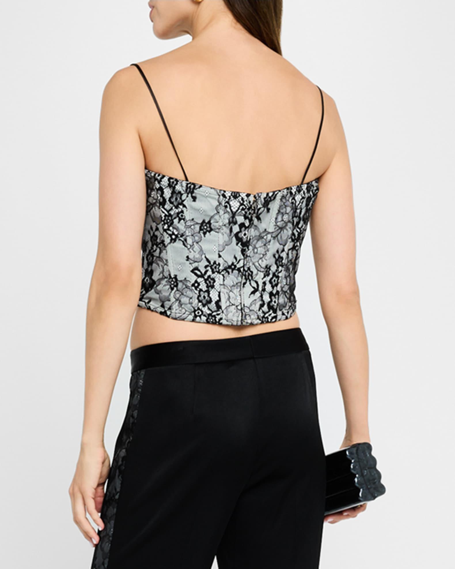 Cropped Flocked Lace Corset Blouse Product Image