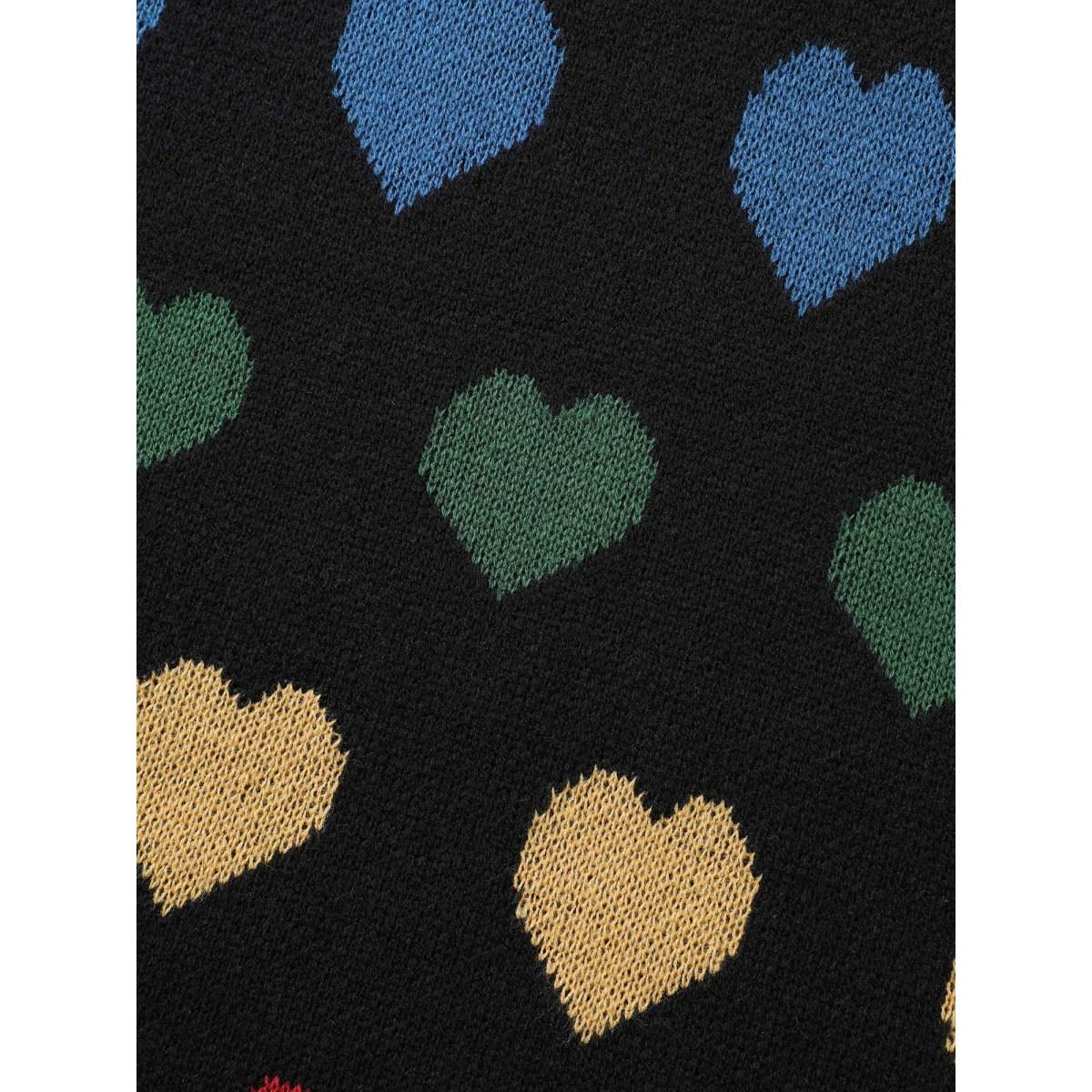 Plus Size Colored Heart Drop Shoulder Sleeve Pullover Black Women Casual Loose Long Sleeve Round Neck Everyday Pullovers BloomChic 26/4X Product Image