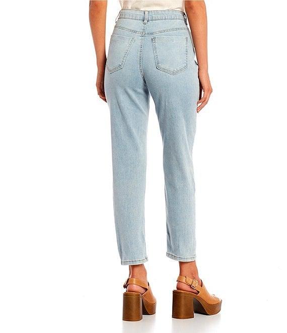 Hippie Laundry High Rise Distressed Light Wash Straight Leg Mom Jeans Product Image