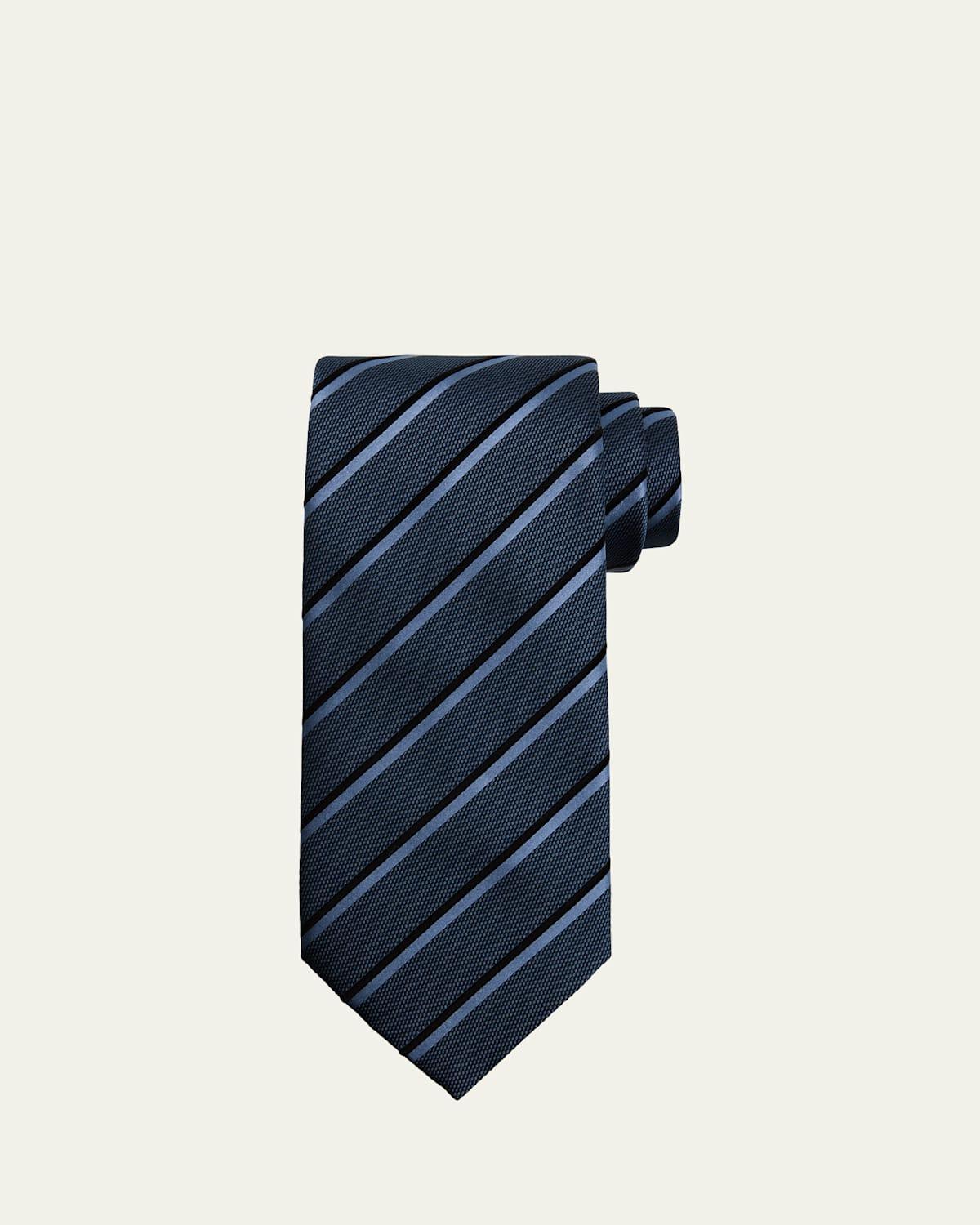 Mens Diagonal Stripe Silk Tie Product Image