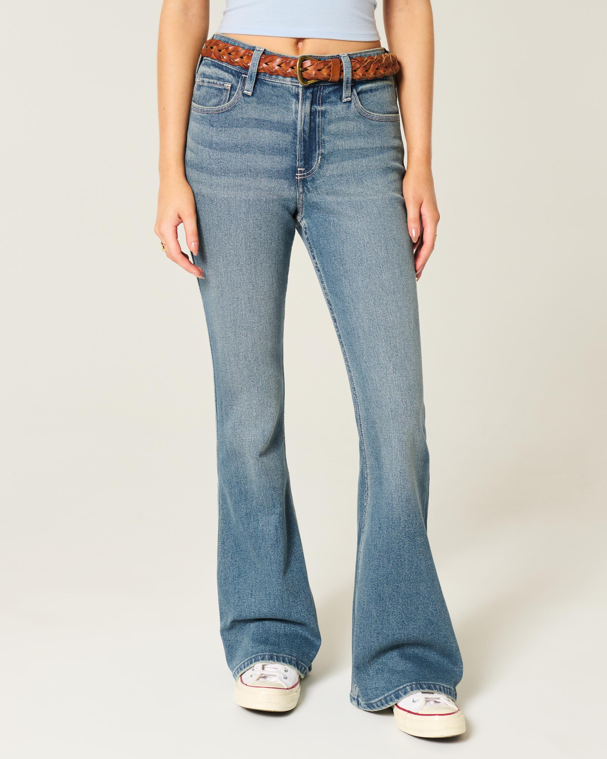 High-Rise Medium Wash Flare Jeans Product Image