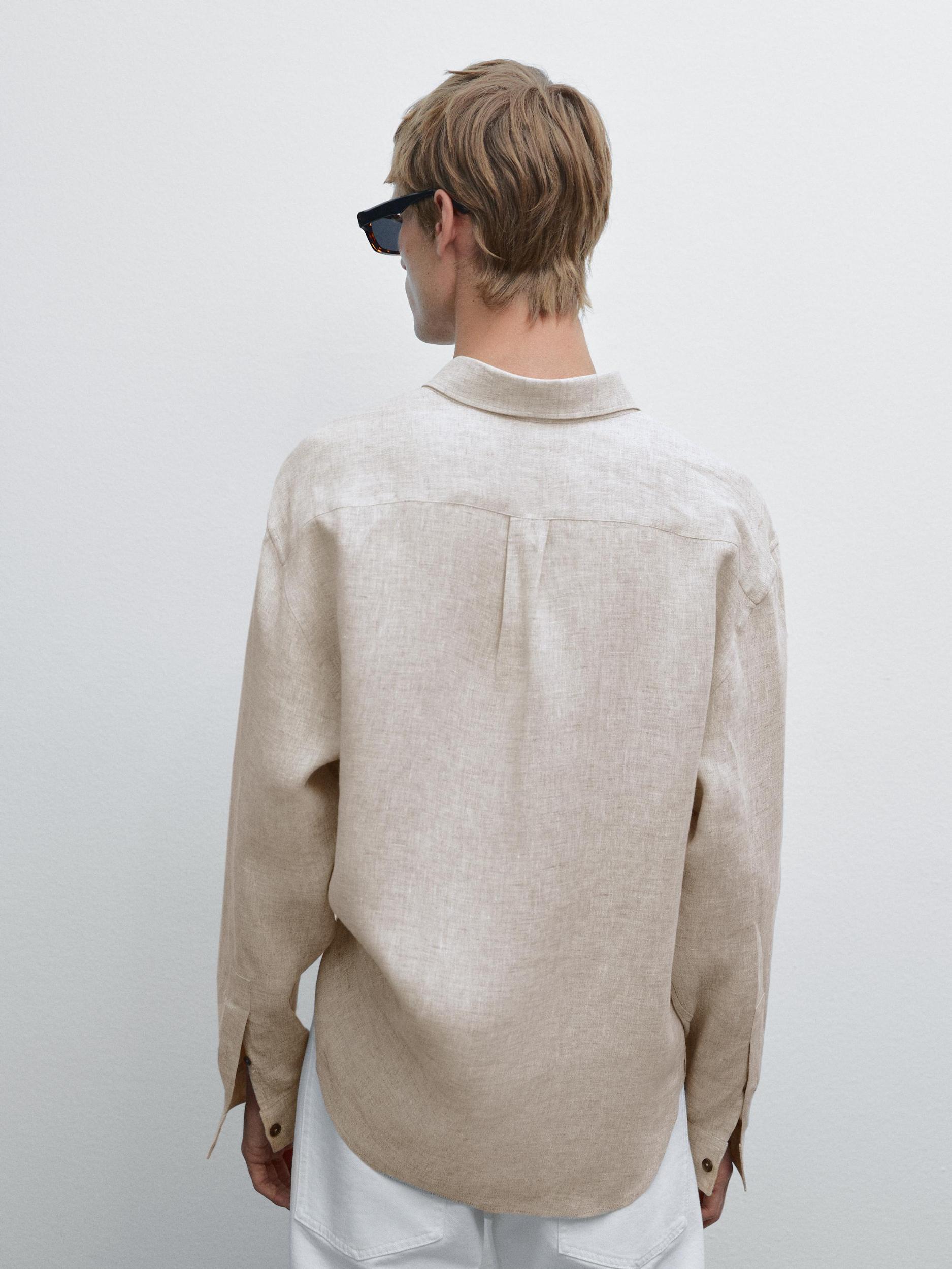 100% linen regular fit shirt Product Image