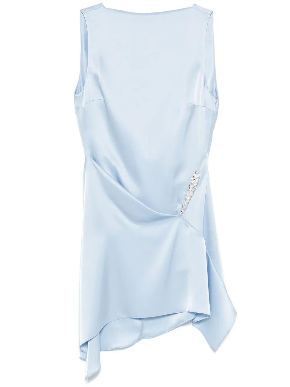 crystal-claw detailed asymmetric mini dress Product Image