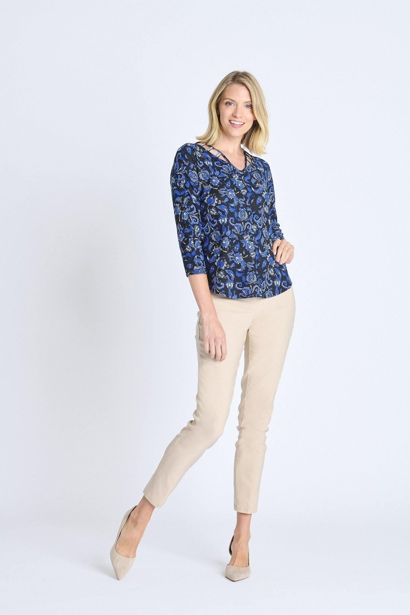 V-Neck 3/4 Sleeve Cutout Top Product Image