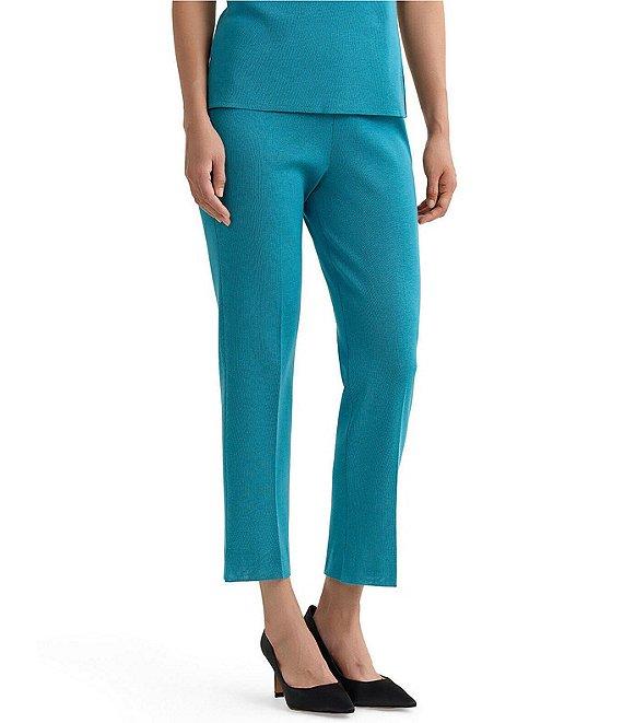 Ming Wang Knit Flat Front Straight Leg Pull-On Pants Product Image