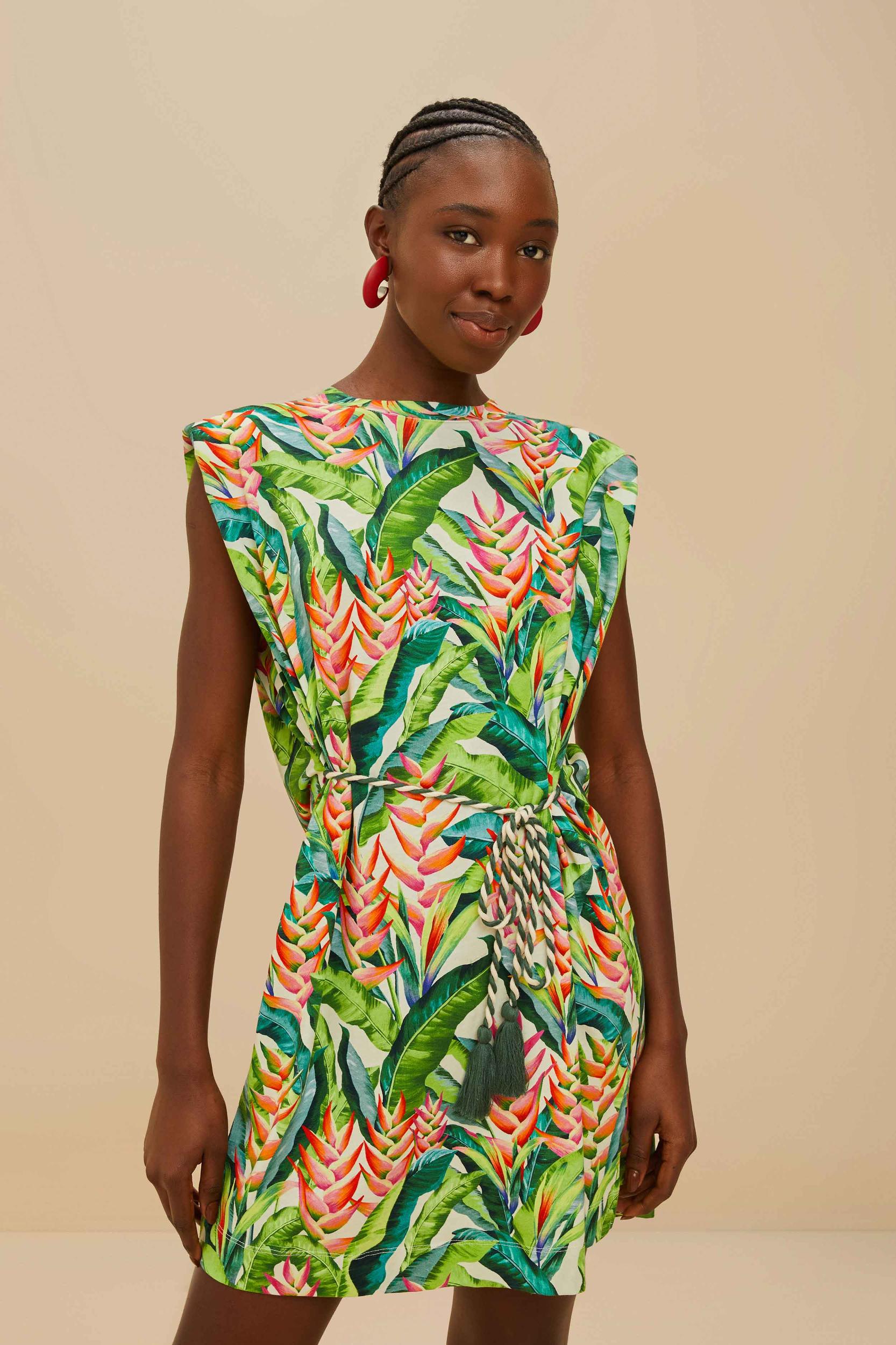 Off-White Heli Leaves Organic Cotton T-Shirt Mini Dress Product Image