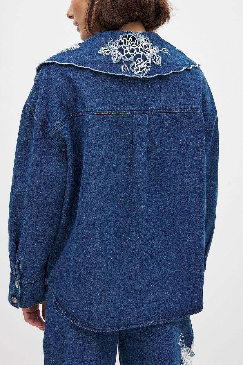 Lace Detail Denim Shirt Product Image