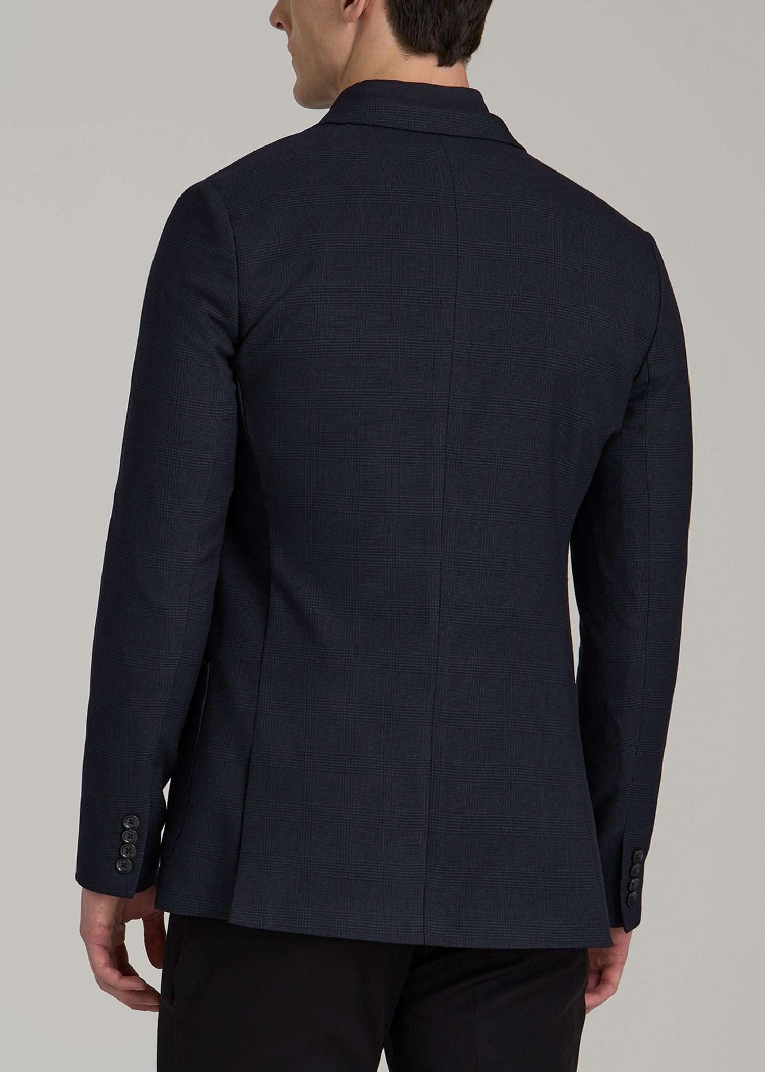 Core Blazer for Tall Men in Black and Blue Plaid Male Product Image