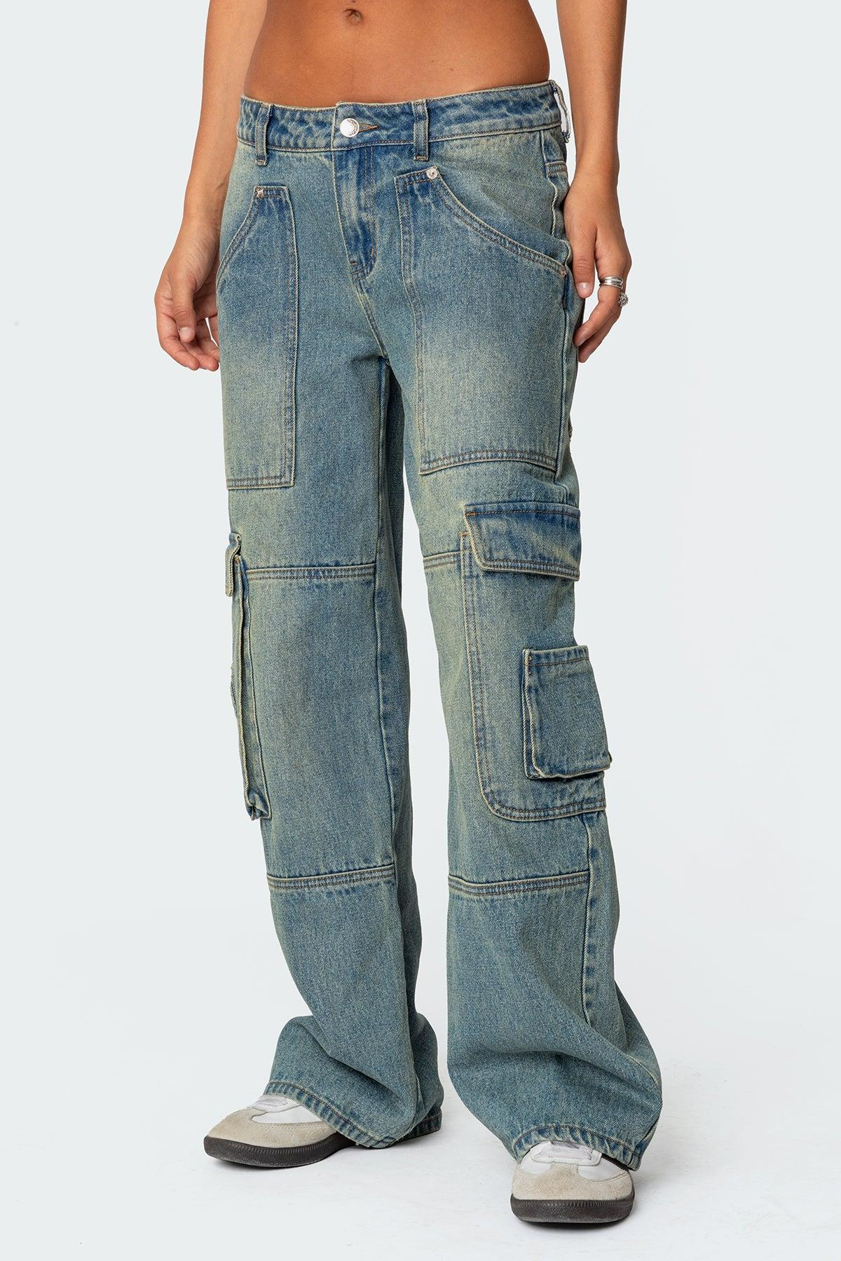 Westie Washed Low Rise Baggy Cargo Jeans Product Image