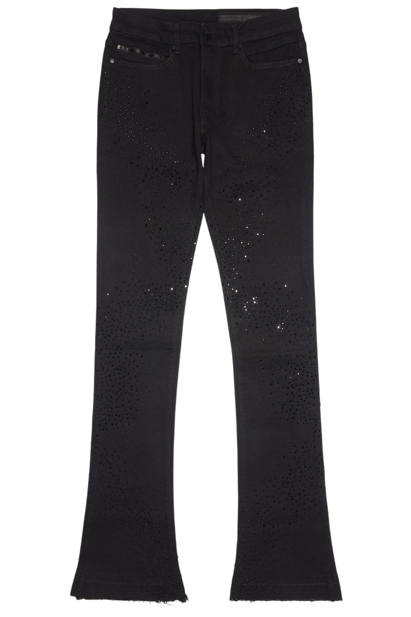 Carti Black Rhinestone Stacked Flare Jean Male Product Image