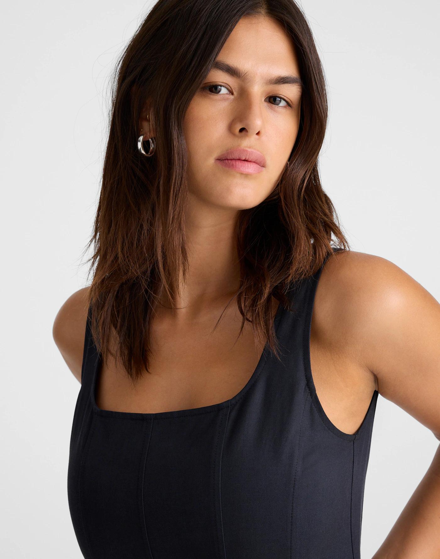 Seamed Squareneck Midi Dress Product Image