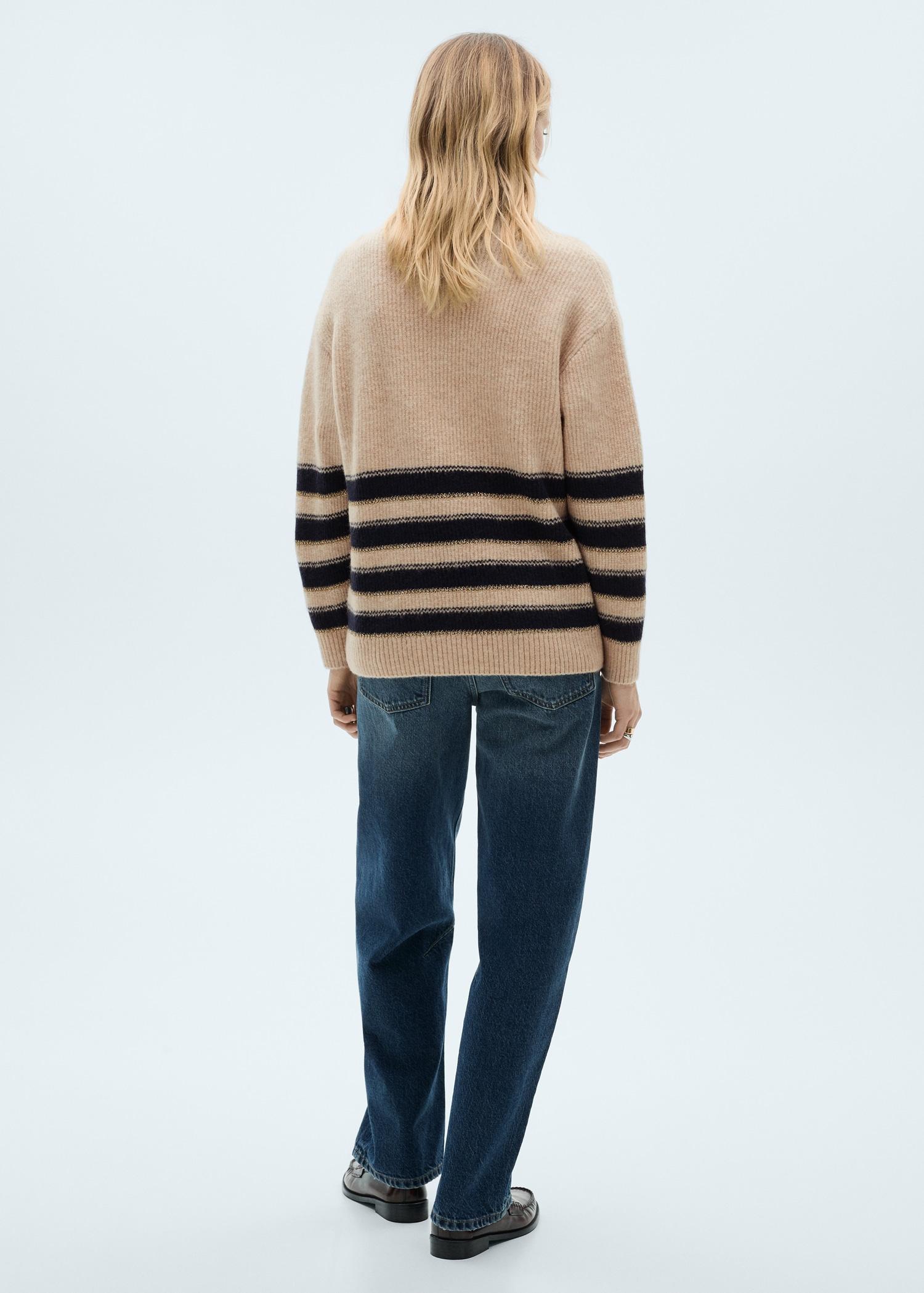Striped sweater with perkins neck - Women | MANGO USA Product Image