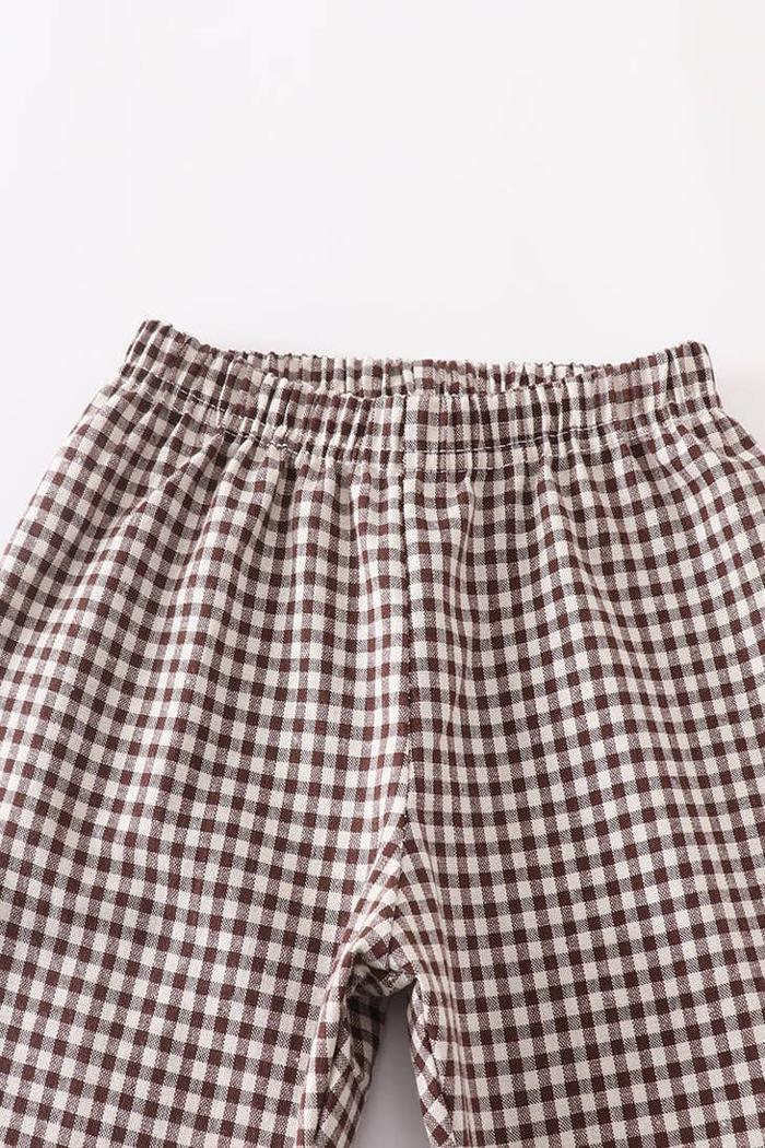 Navy Cow Applique Plaid Pant Product Image