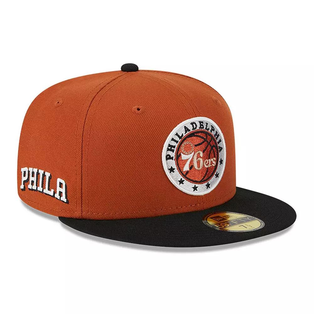 Men's New Era Rust/Black Philadelphia 76ers Two-Tone 59FIFTY Fitted Hat,  Product Image