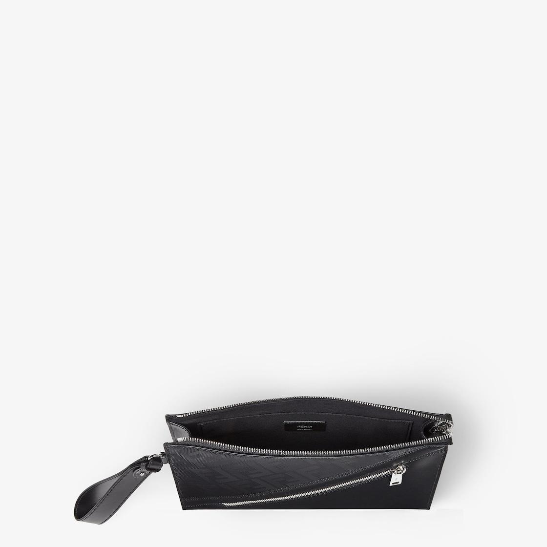 Fendi Shadow Diagonal ClutchBlack leather pouch Product Image