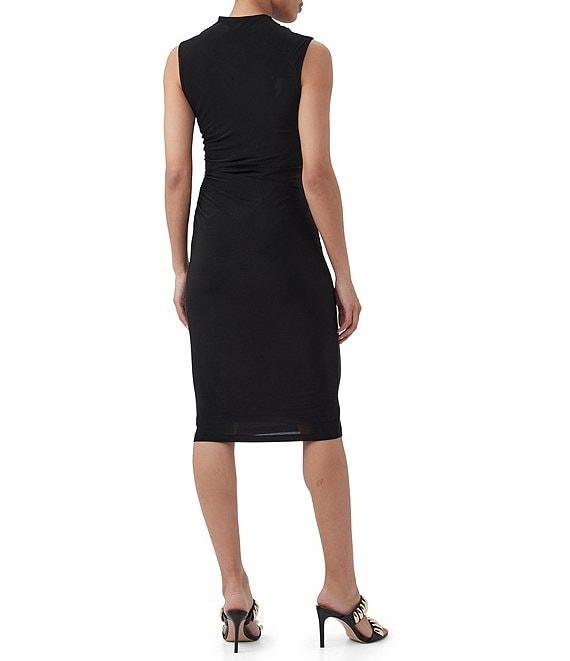 Trina Turk Spruce Slinky Jersey High Cowl Neck Sleeveless Ruched Side Dress Product Image