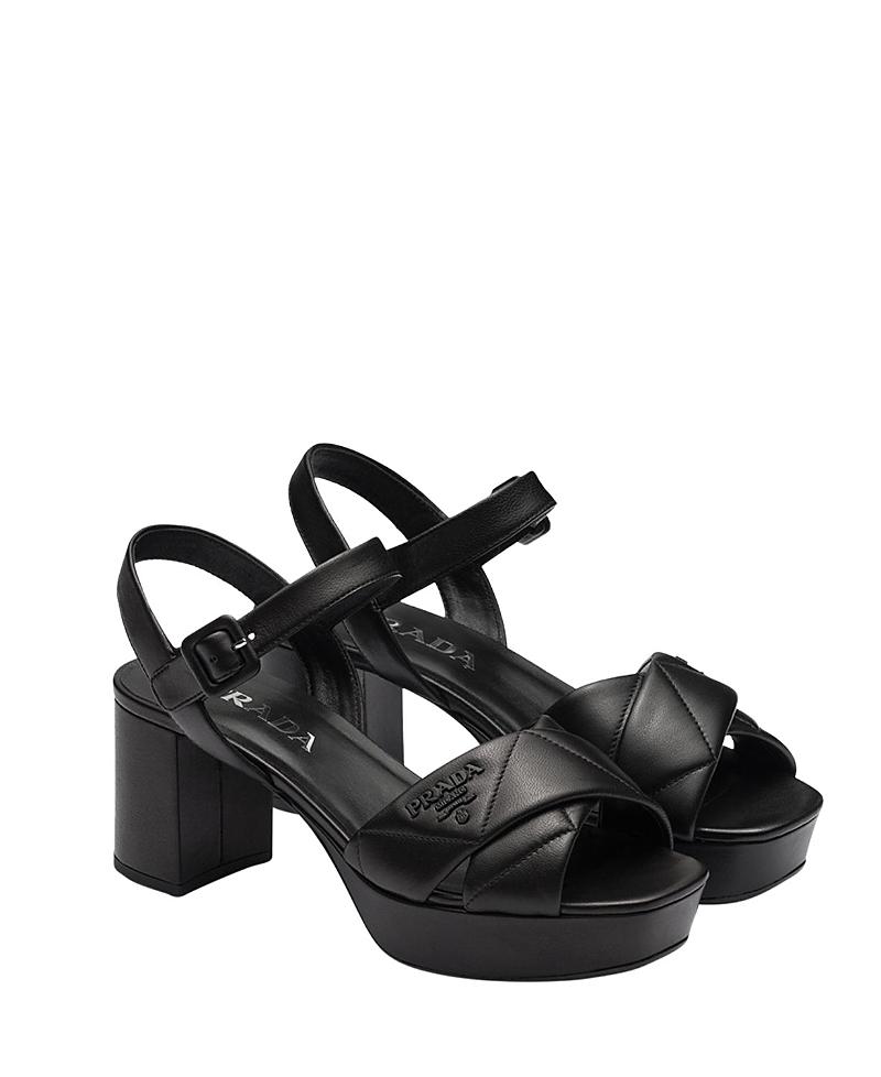 Prada Womens Quilted Nappa Leather Platform Sandals Product Image