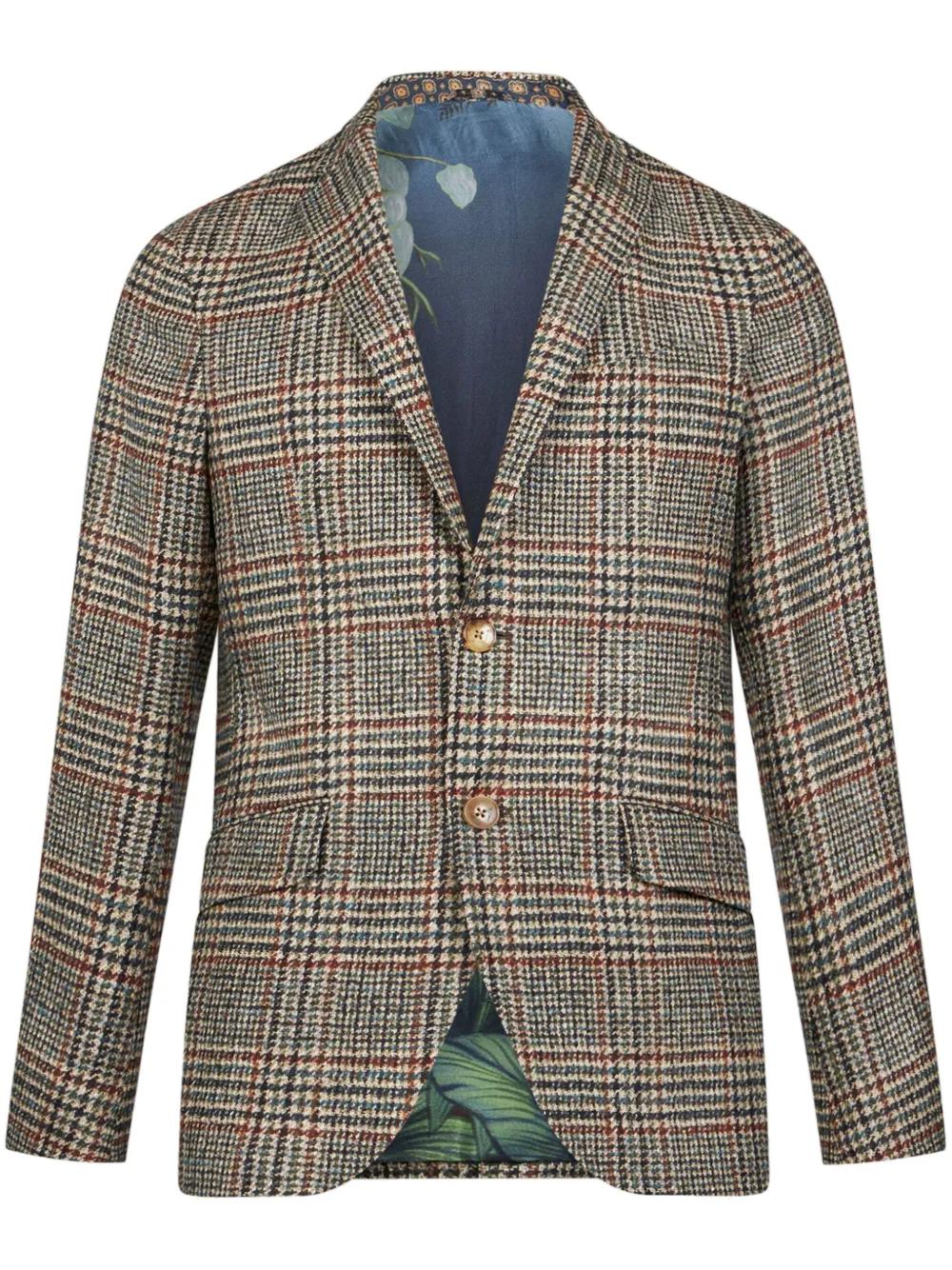 single-breasted tartan check blazer Product Image
