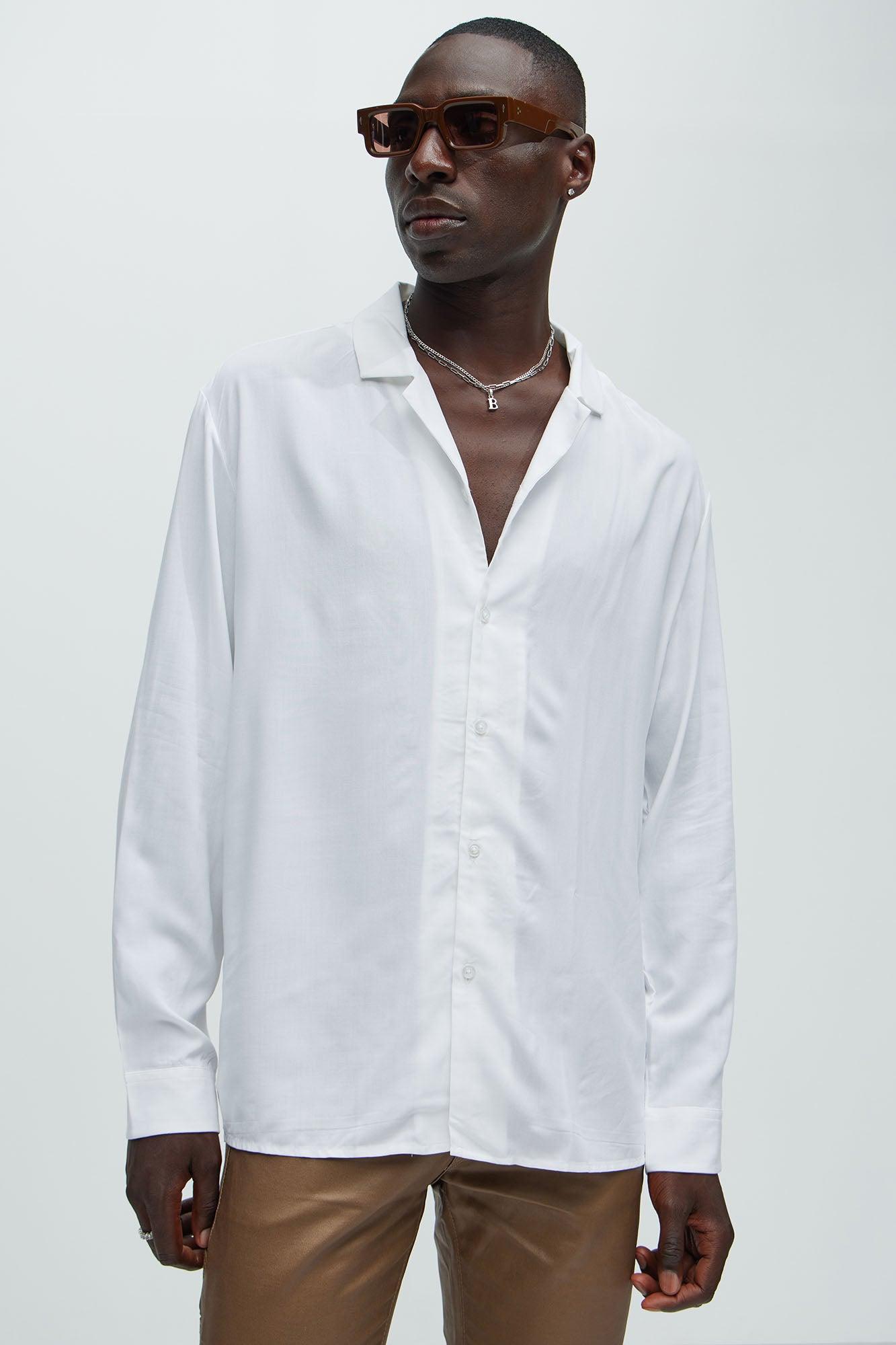 Dawson Relaxed Long Sleeve Button Up Shirt - White Product Image