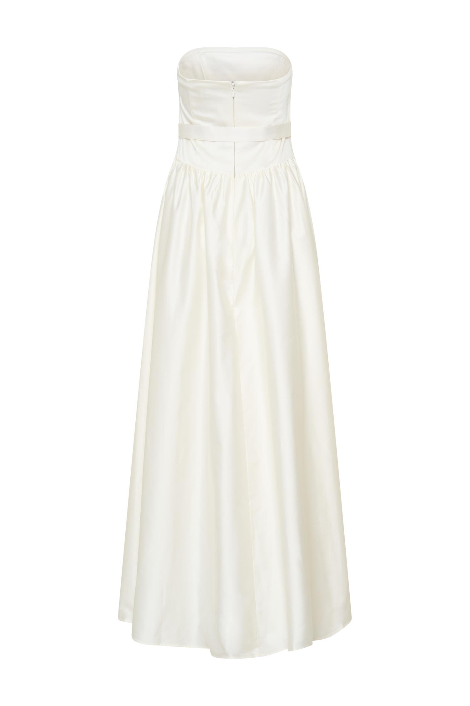Florence Strapless Belted Maxi Dress - White Product Image