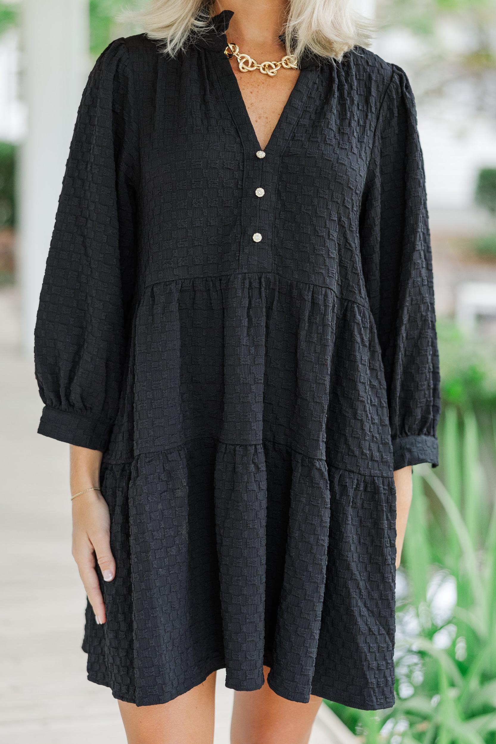 All Up To You Black Textured Dress Female Product Image