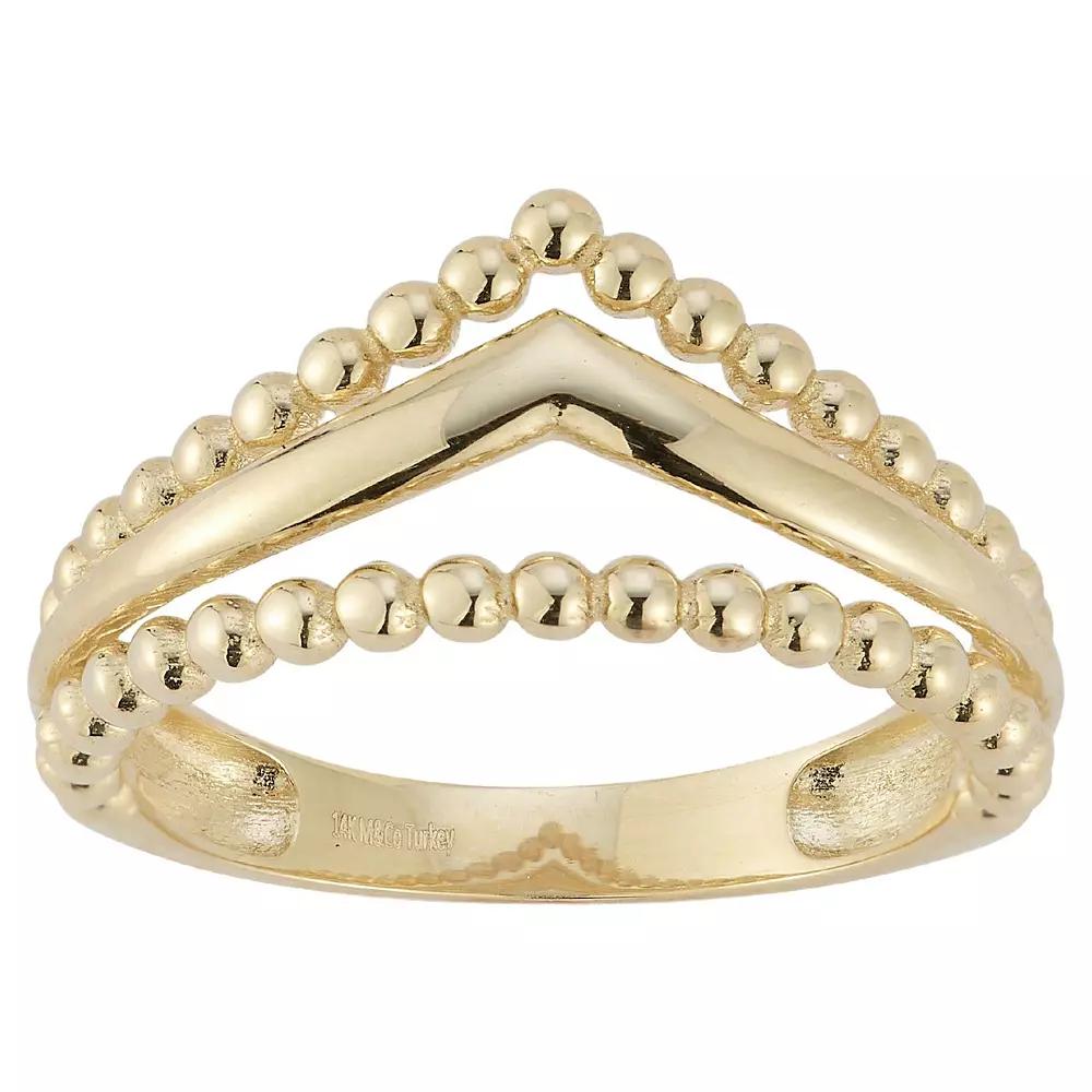LUMINOR GOLD 14k Gold Beaded Layered Ring, Women's, Size: 7 Product Image