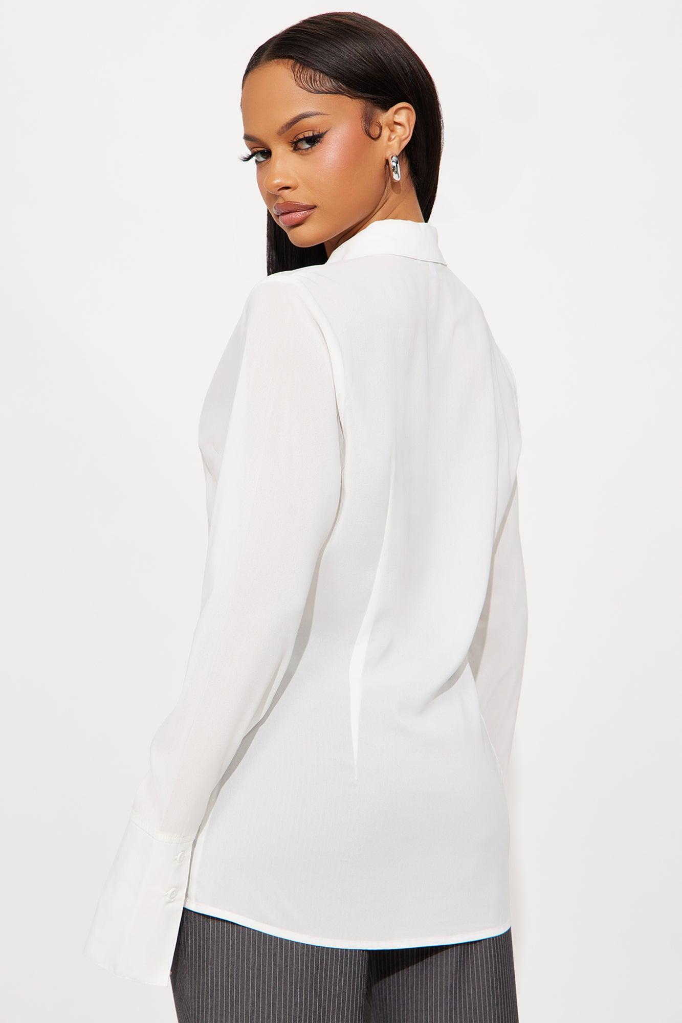 Out And About Chiffon Shirt - White Female Product Image