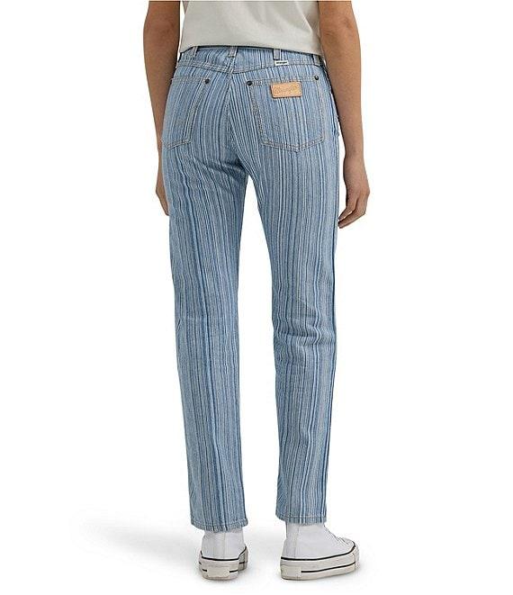 Wrangler Sunset Denim Pinstripe Mid Rise Straight Leg Jeans Product Image