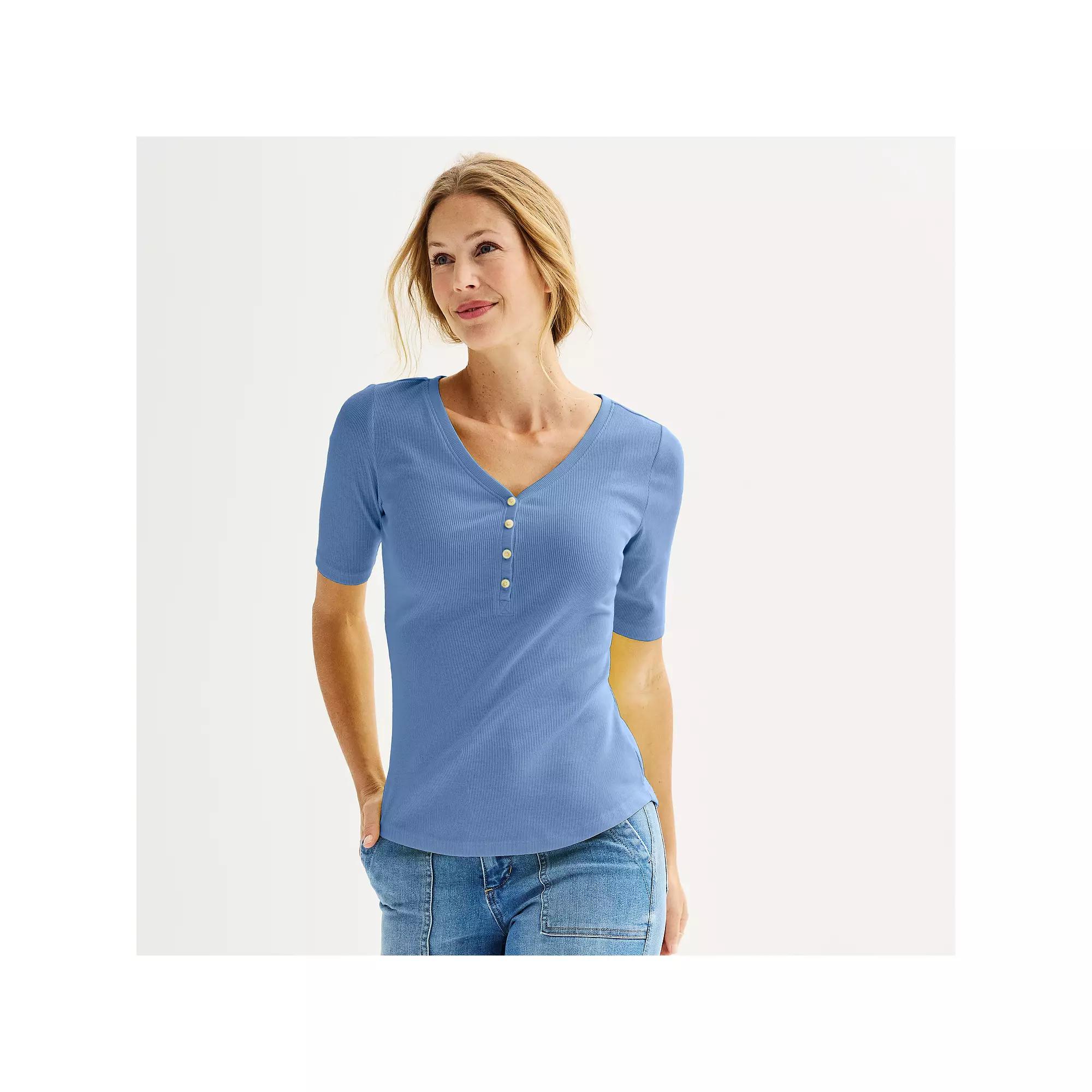Women's Sonoma Goods For Life® Slim-Fit Henley, Size: Medium, Pandora River Product Image
