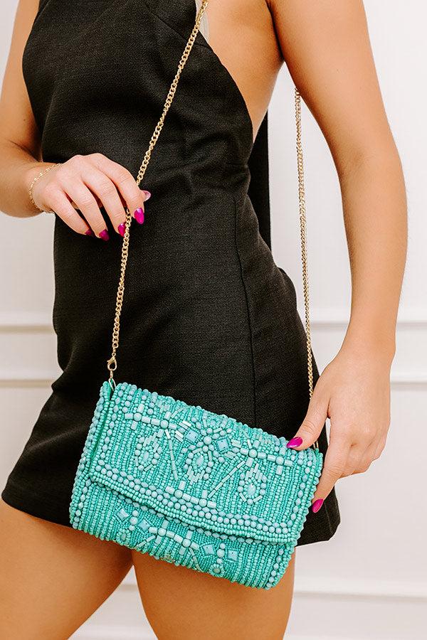 Vacay Mode Embellished Purse in Turquoise Product Image