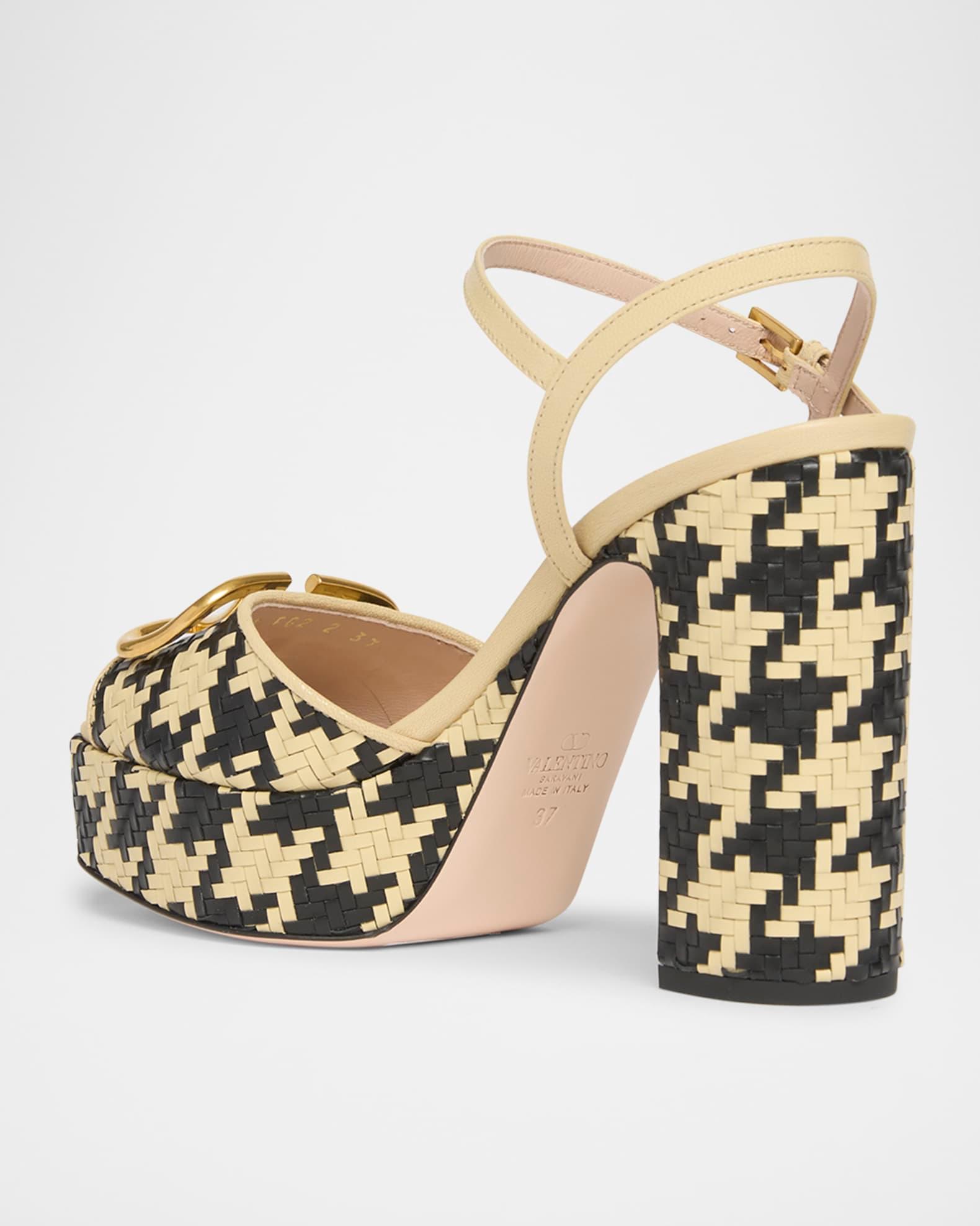 VLogo Signature Houndstooth Woven Platform Sandals Product Image