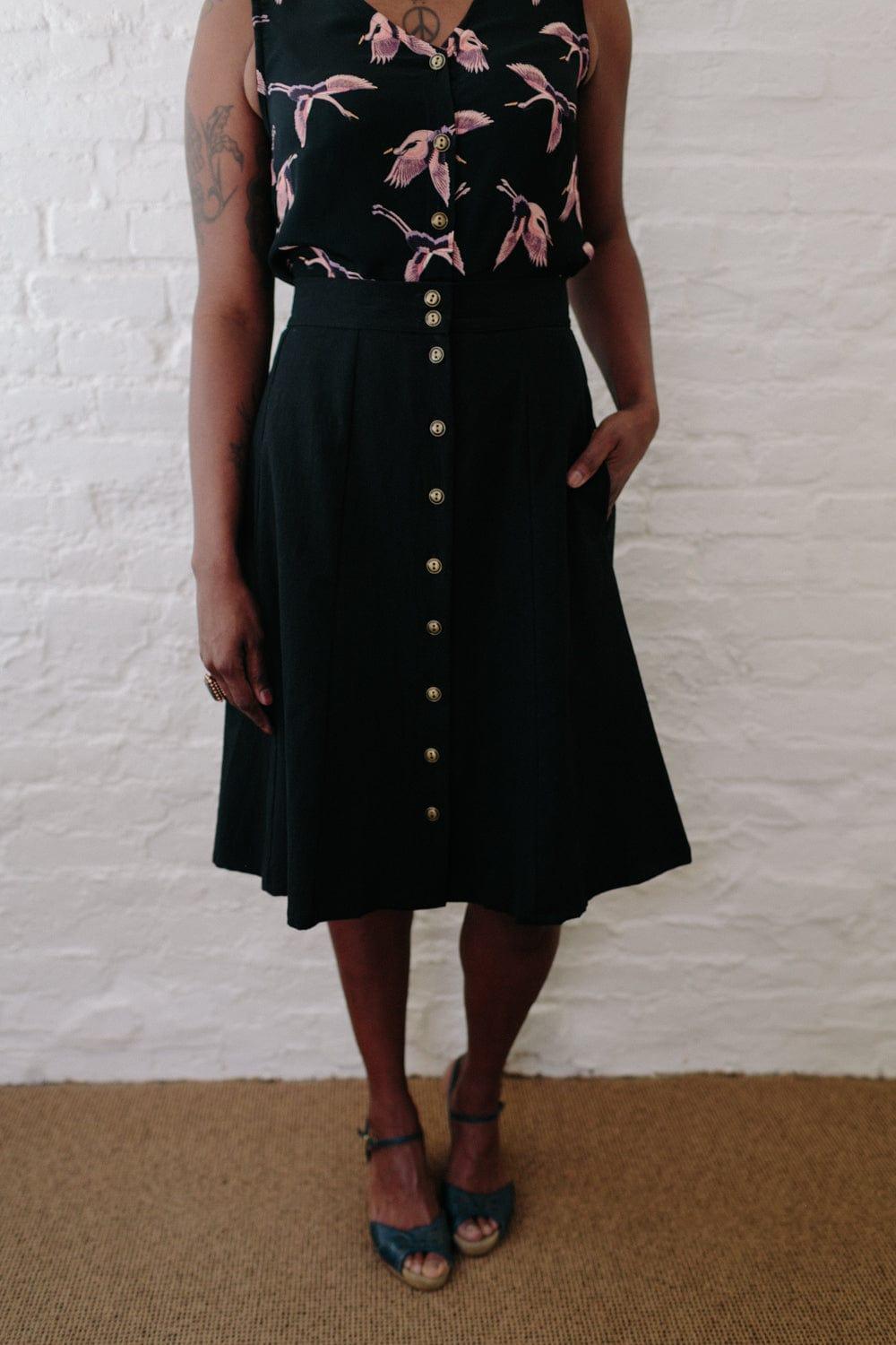 Bae Skirt in Black Linen Product Image