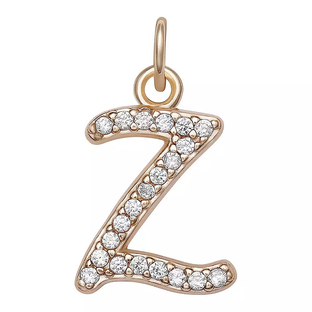 LC Lauren Conrad Sterling Silver Cubic Zirconia Initial Charm, Womens, Gold Tone O Product Image