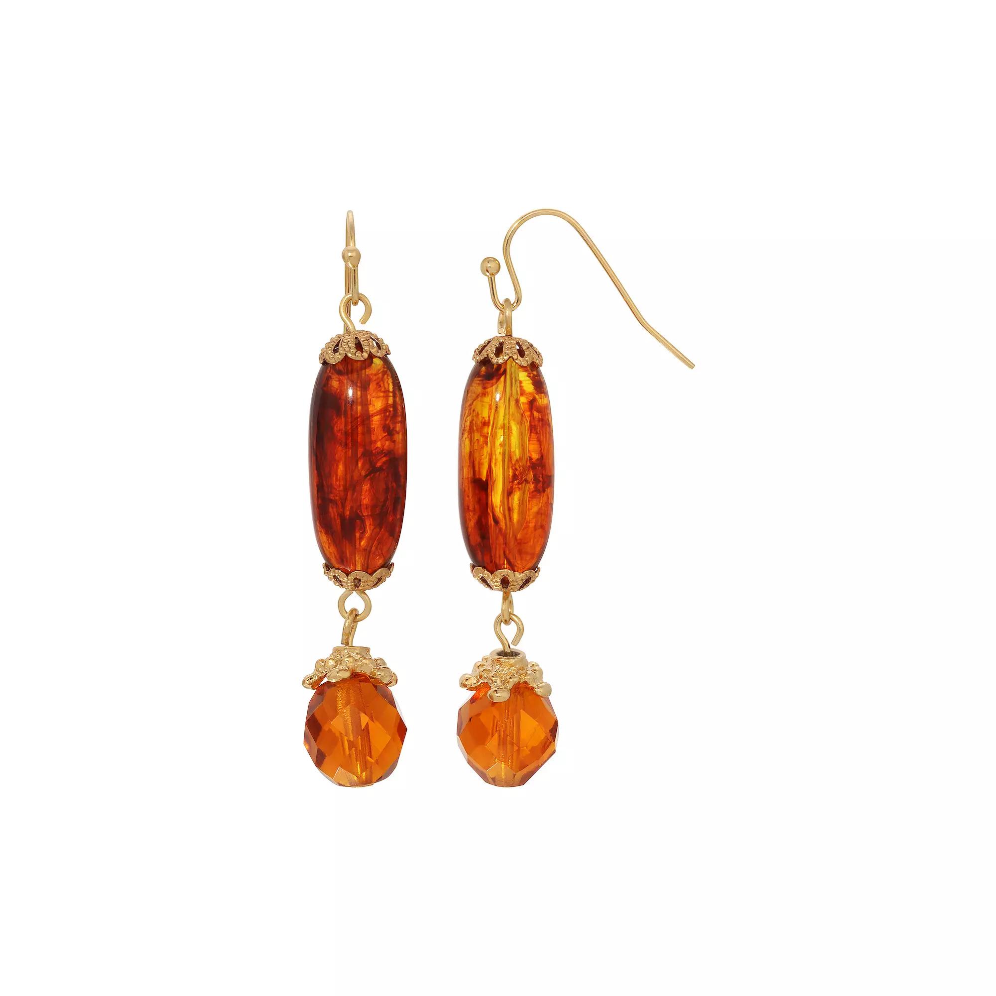 1928 14k Gold Tone Topaz Color Double Drop Earrings, Womens, Beige Product Image