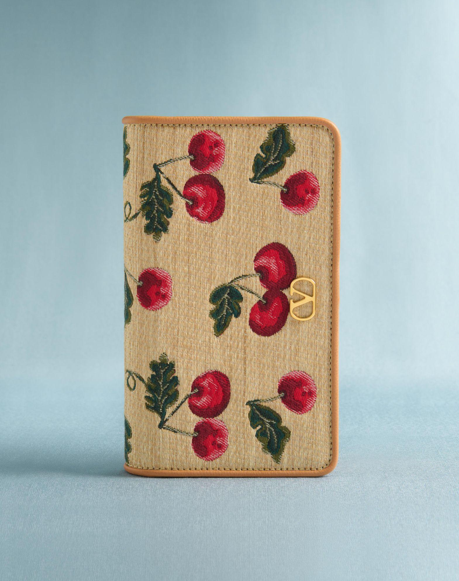 Vlogo Signature Mini Shoulder Bag In Jacquard Raffia With Cherryfic Pattern Product Image