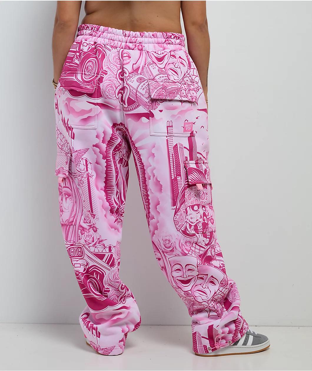 FB County Graffiti Pink Cargo Sweatpants Product Image