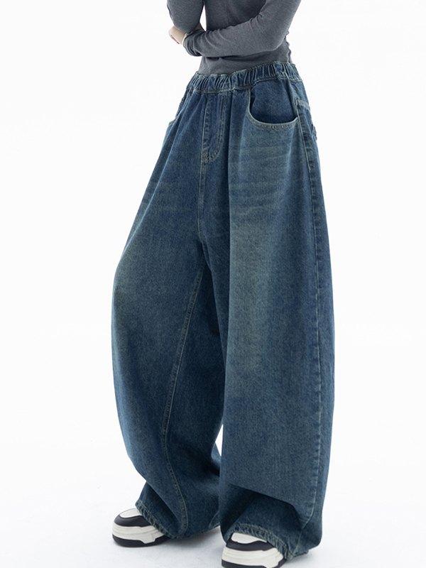 Denim Blue Baggy Boyfriend Jeans Product Image