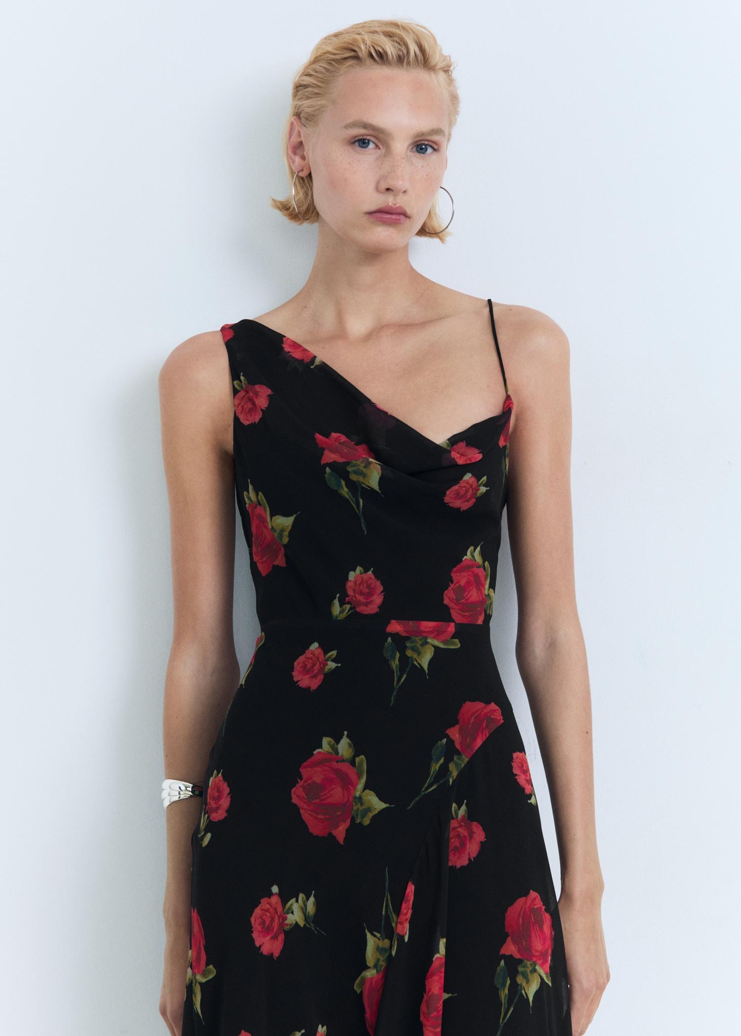 Long floral-print dress - Women | MANGO USA Product Image