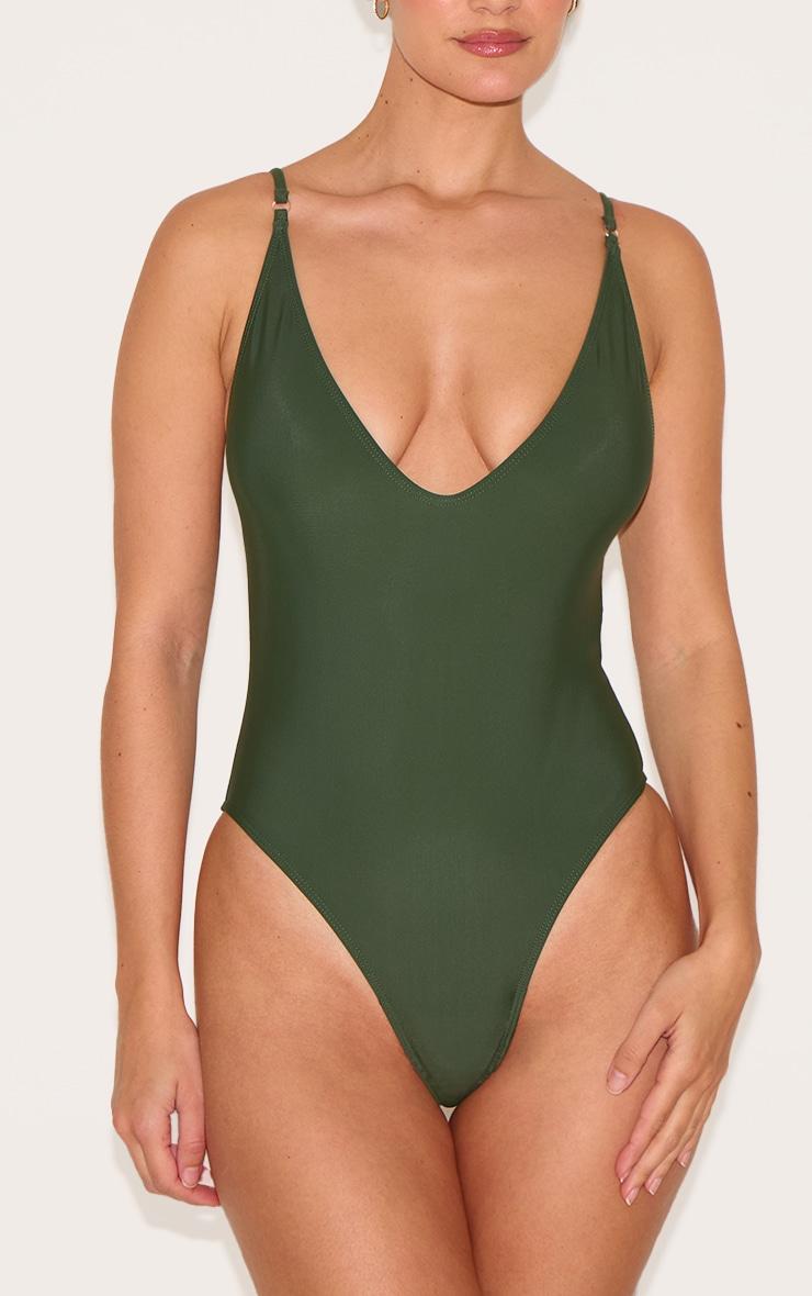 Khaki Basic Low Scoop Swimsuit Product Image