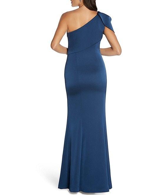 Aidan Mattox Draped One Shoulder Short Sleeve Mermaid Gown Product Image