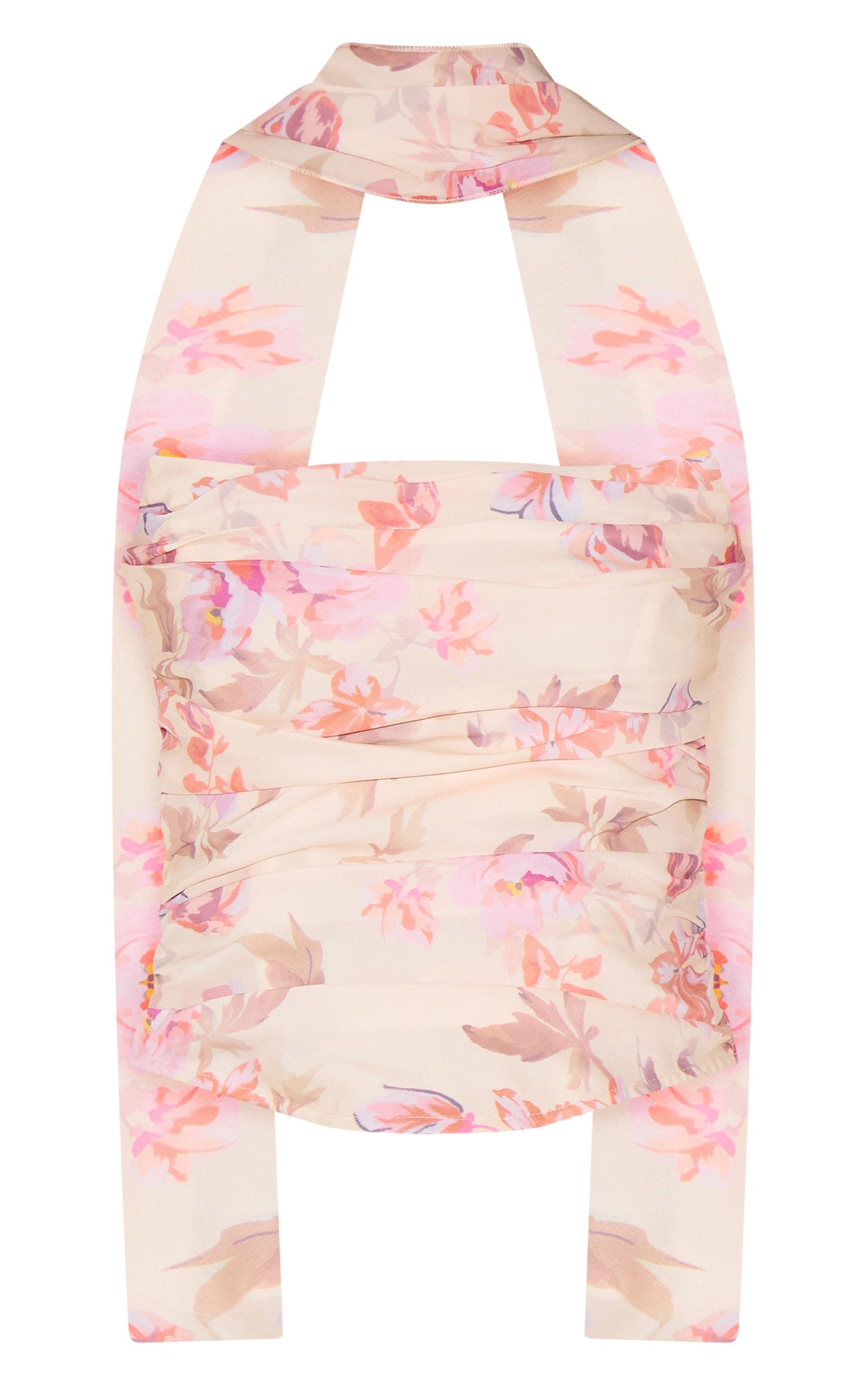 Cream Floral Scarf Detail Corset Product Image