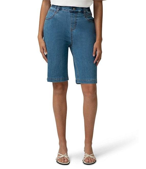 HUE Crosshatch Mis-Rise Denim Bermuda Shorts Product Image