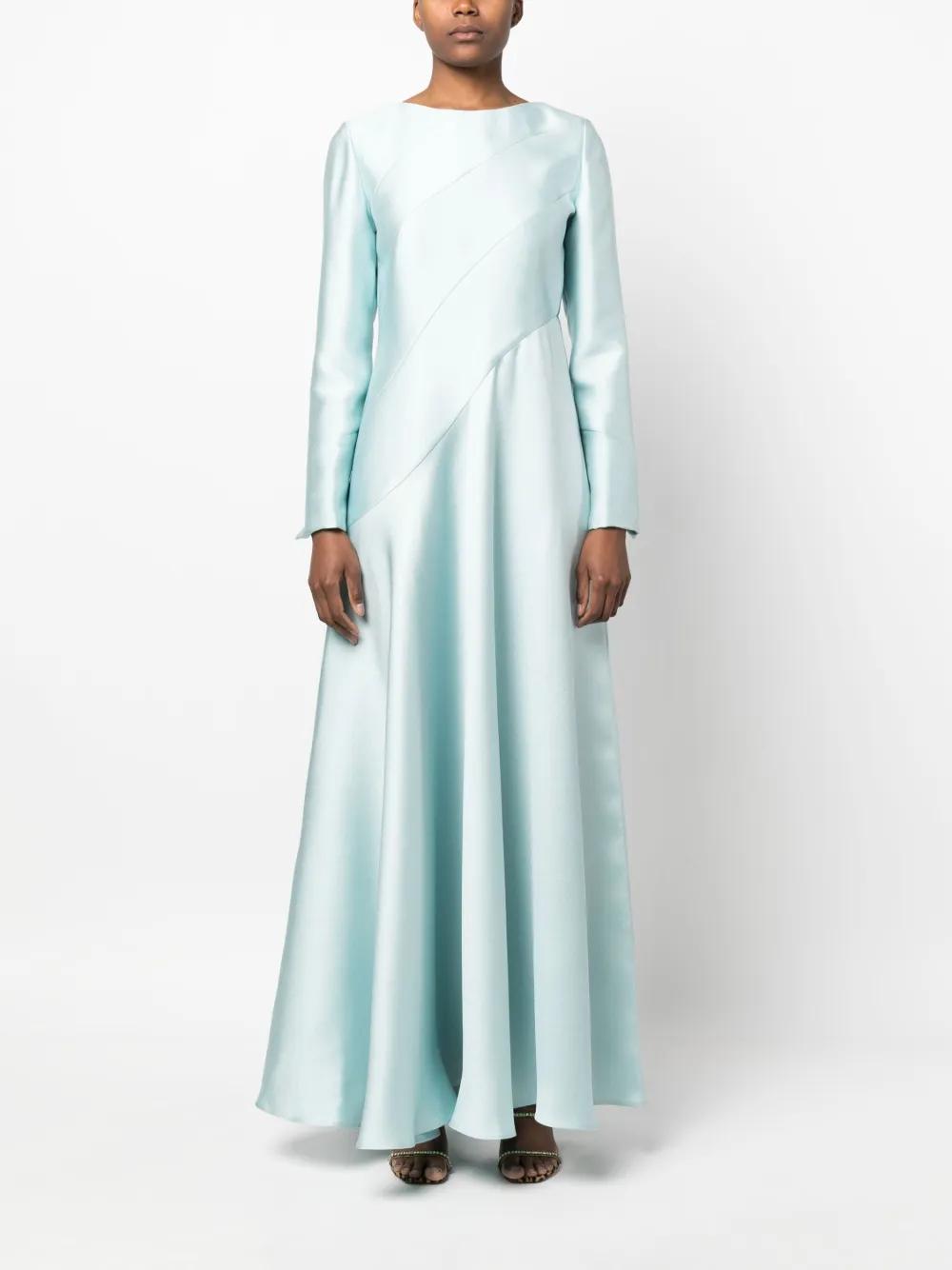 puff-sleeve pleated gown Product Image