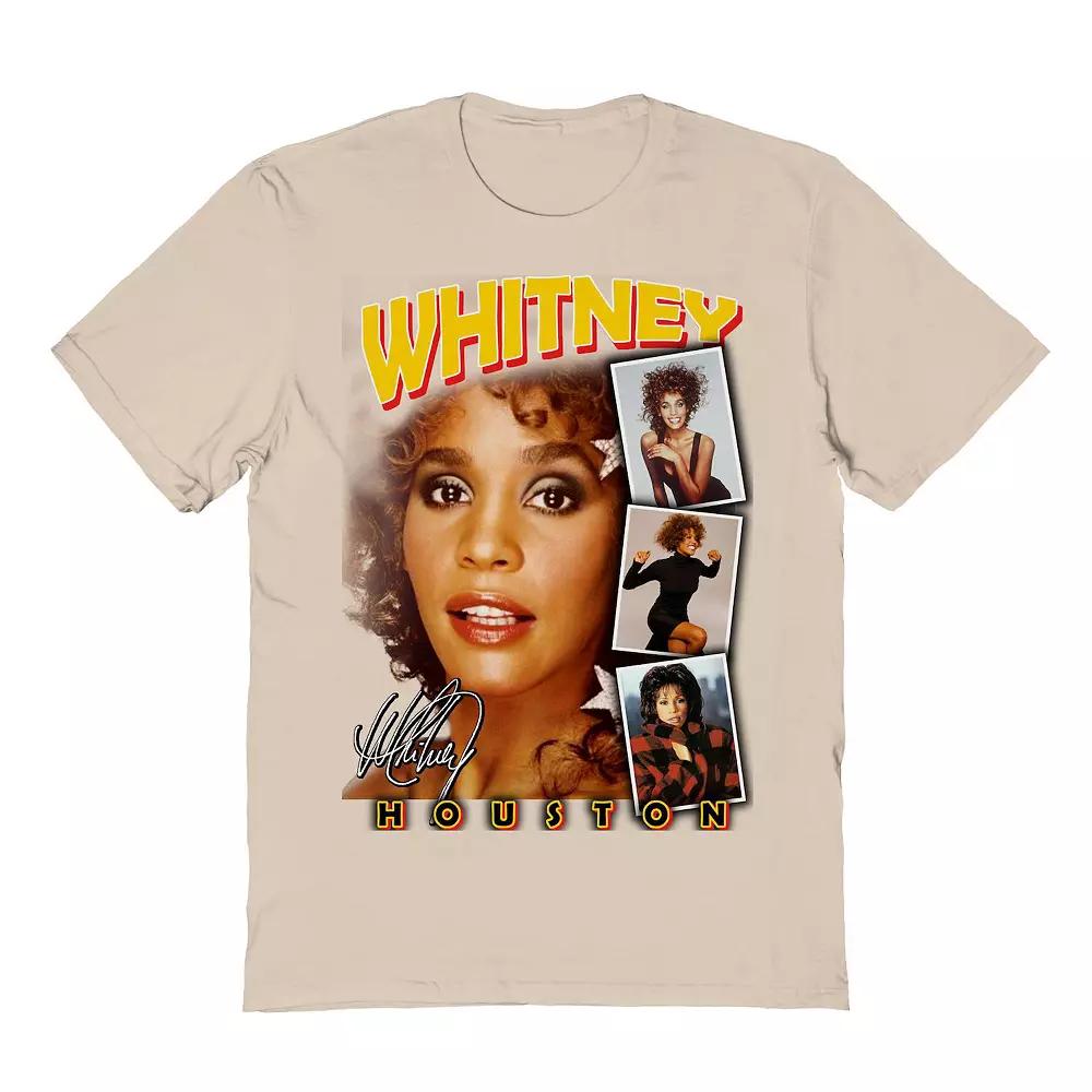Men's Whitney Houston Photo Collage Graphic Tee, Size: Small, Gold Product Image