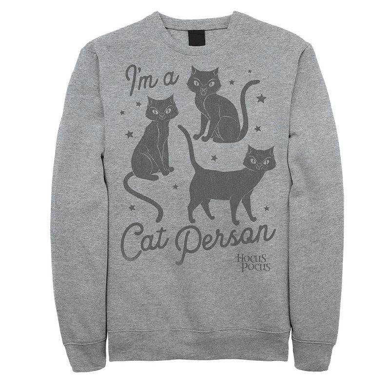 Men's Hocus Pocus Cat Person Text Sweatshirt, Size: 3XL, Athletic Grey Product Image