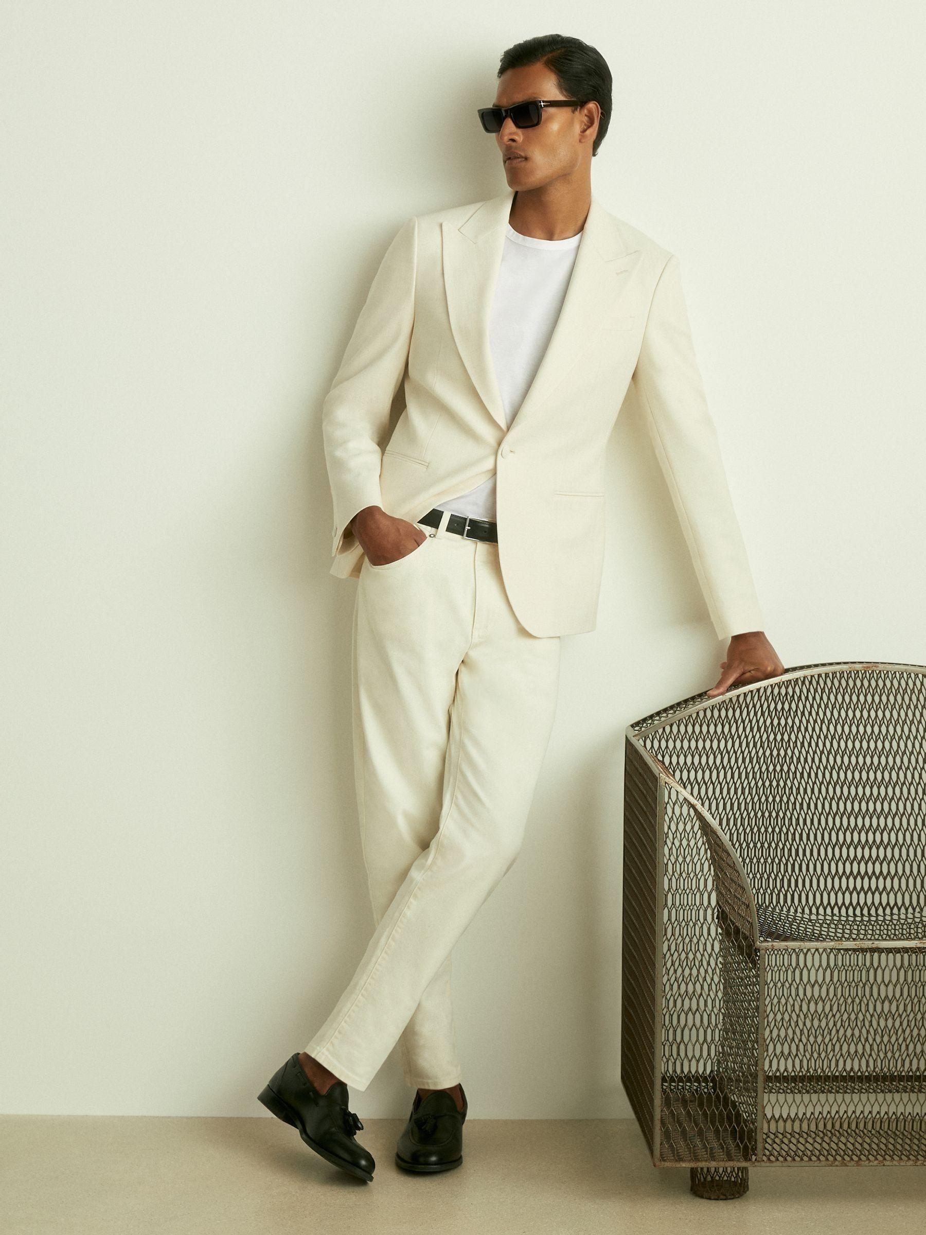 SIngle-Breasted Twill Blazer in Off White Product Image